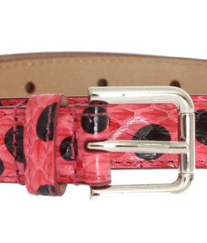 Dolce & Gabbana Pink Polka Snakeskin Silver Buckle Belt Dolce & Gabbana 