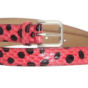 Dolce &amp; Gabbana Polka Dot Snakeskin Belt with Silver Buckle