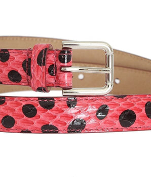 Dolce & Gabbana Pink Polka Snakeskin Silver Buckle Belt Dolce & Gabbana 