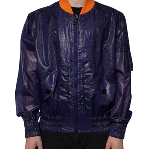 Dolce & Gabbana Blue Cotton Stretch Full Zip Bomber Jacket