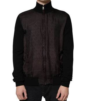 Dolce & Gabbana Black Logo Monogram Full Zip Bomber Jacket