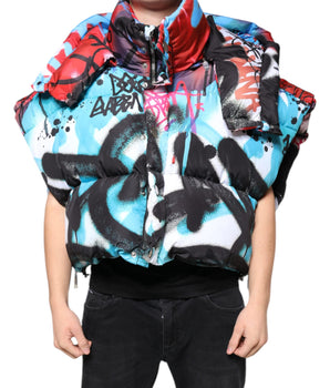 Dolce & Gabbana Multicolor Graffiti Hooded Windbreaker Jacket