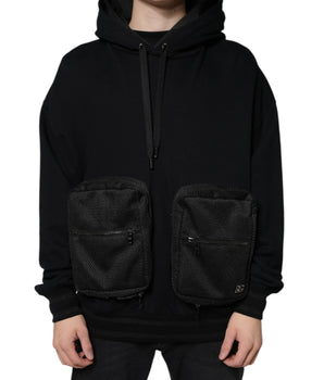 Dolce & Gabbana Black Hooded Pullover Men Sweatshirt Sweater
