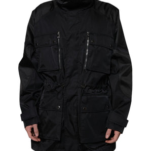 Dolce & Gabbana Black Nylon Winter Men Parka Coat Jacket