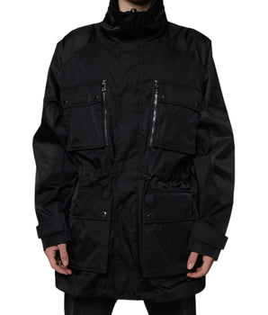 Dolce & Gabbana Black Nylon Winter Men Parka Coat Jacket