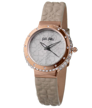 Folli Follie Gray Leather Dress Watch