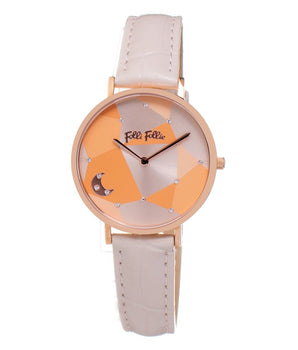 Folli Follie Beige Leather Dress Watch