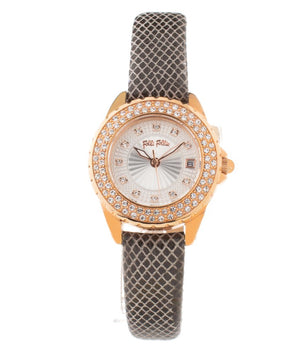 Folli Follie Gray Leather Dress Watch
