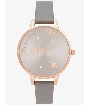 Olivia Burton Gray Artificial Leather Dress Watch