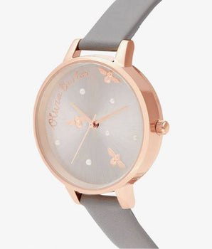 Olivia Burton Gray Artificial Leather Dress Watch
