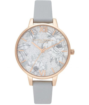 Olivia Burton Gray Artificial Leather Dress Watch