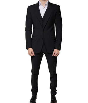 Dolce & Gabbana Black Wool MARTINI Formal 3 Piece Suit