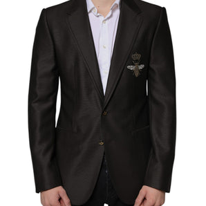 Dolce & Gabbana Blazer Brown Green Bee Wool Jacket Coat