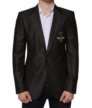 Dolce & Gabbana Blazer Brown Green Bee Wool Jacket Coat