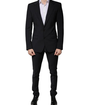 Dolce & Gabbana Black Wool 3 Piece Slim Fit Formal Men Suit