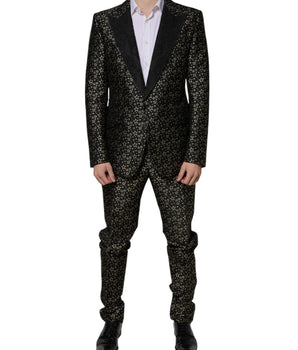 Dolce & Gabbana Black Stars Jacquard SICILIA 2 Piece Suit