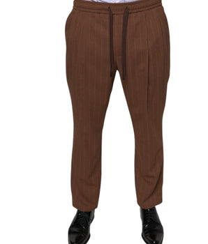 Dolce & Gabbana Brown Stripes Skinny Men Dress Pants