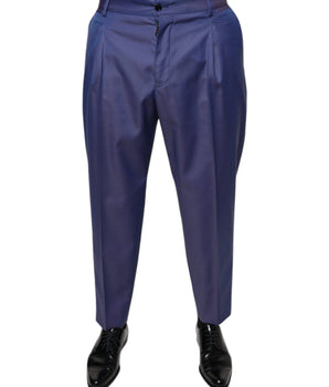 Dolce & Gabbana Blue Wool Tapered Formal Dress Pants