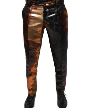 Dolce & Gabbana Multicolor Jacquard Skinny Men Pants