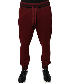 Dolce & Gabbana Dark Red Cotton Men Jogger Sweatpants Pants