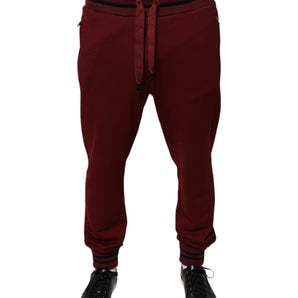 Dolce & Gabbana Dark Red Cotton Men Jogger Sweatpants Pants