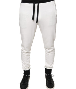 Dolce & Gabbana White Cotton Slim Men Jogger Sweatpants Pants