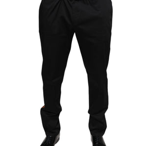 Dolce & Gabbana Black Cotton Stretch Skinny Men Dress Pants