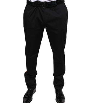 Dolce & Gabbana Black Cotton Stretch Skinny Men Dress Pants