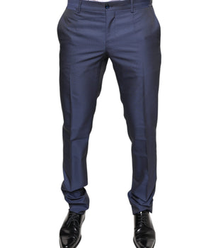 Dolce & Gabbana Blue Polyester Formal Tuxedo Pants