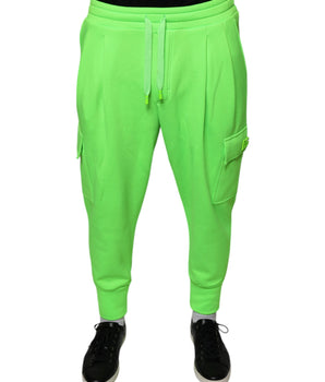 Dolce & Gabbana Neon Green Polyester Cargo Jogger Sweatpants Pants