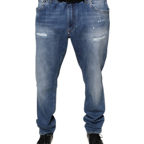 Dolce & Gabbana Blue Washed Cotton Stretch Men Denim Jeans
