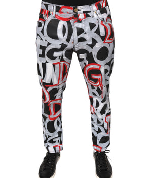 Dolce & Gabbana Multicolor Cotton Monogram Skinny Denim Jeans