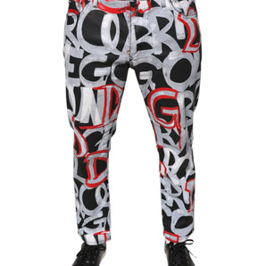 Dolce & Gabbana Multicolor Cotton Monogram Skinny Denim Jeans