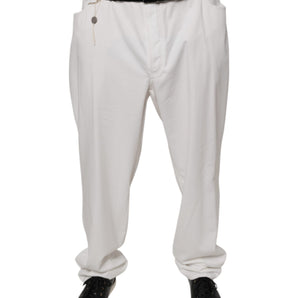Brunello Cucinelli White Cotton Men Dress Tapered Pants