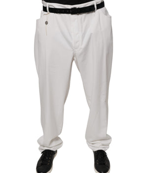 Brunello Cucinelli White Cotton Men Dress Tapered Pants