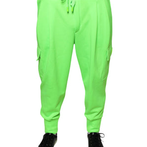 Dolce & Gabbana Neon Green Polyester Cargo Jogger Sweatpants Pants
