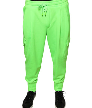 Dolce & Gabbana Neon Green Polyester Cargo Jogger Sweatpants Pants