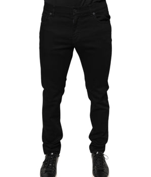 Dolce & Gabbana Black Cotton Stretch Skinny Men Denim Jeans