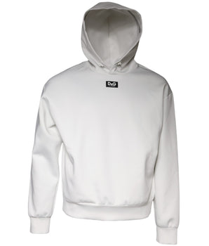 Dolce & Gabbana White D&G Logo Hooded Men Sweatshirt Sweater