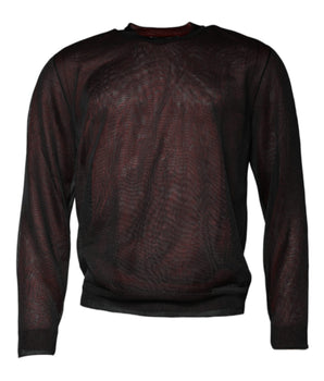 Dolce & Gabbana Maroon Polyester Crew Neck Pullover Sweater