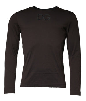 Dolce & Gabbana Brown Logo Cotton Crew Neck Pullover Sweater