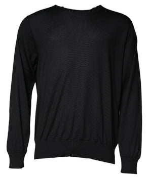 Dolce & Gabbana Black Cashmere Crew Neck Pullover Sweater