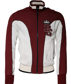 Dolce & Gabbana Red White Logo Full Zip Sweatshirt Sweater