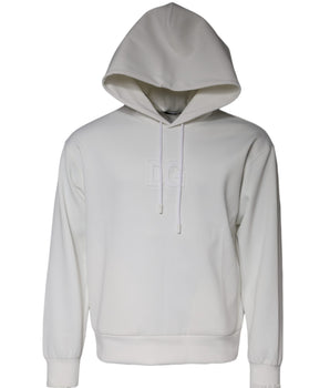 Dolce & Gabbana White DG Logo Hooded Men Sweatshirt Sweater