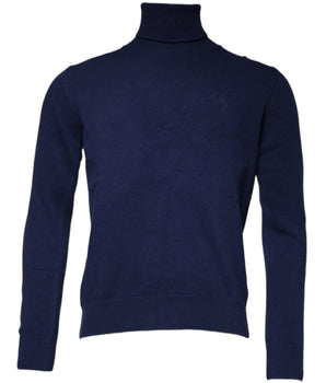 Dolce & Gabbana Blue Wool Knit Turtleneck Pullover Sweater
