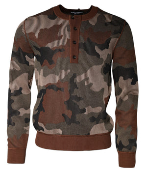 Dolce & Gabbana Multicolor Camouflage Men Pullover Sweater