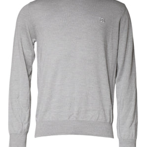 Dolce &amp; Gabbana Jersey de lana gris claro con cuello redondo