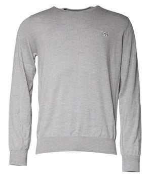 Dolce & Gabbana Light Gray Wool Crew Neck Pullover Sweater