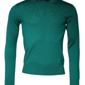 Dolce &amp; Gabbana Jersey de punto de lana verde con cuello redondo