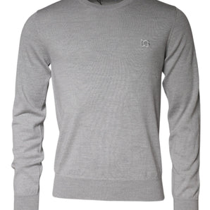 Dolce &amp; Gabbana Jersey de lana gris claro con cuello redondo